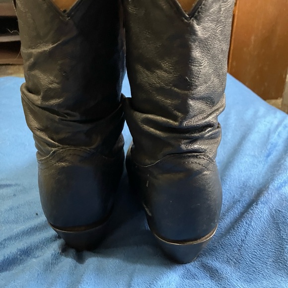 Shyanne Slouchy Western Cowboy Boot in Black Leather Silver Toe Tips Size 9 - Picture 15 of 16